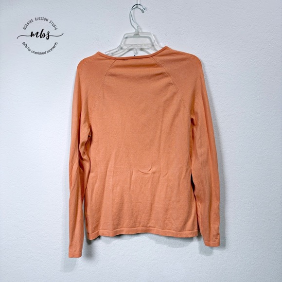 NWOT J. McLaughlin Jamey Raglan Sleeve Sweater Orange Button Cuf Orange Women L - Picture 4 of 8